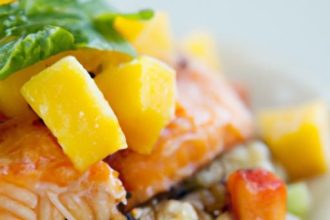 Exquisite Baked Salmon Paired with Zesty Mango Salsa Delight