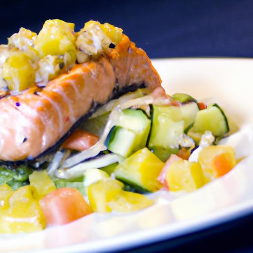 Exquisite Baked Salmon ‌Paired‌ with ‌Zesty Mango Salsa Delight